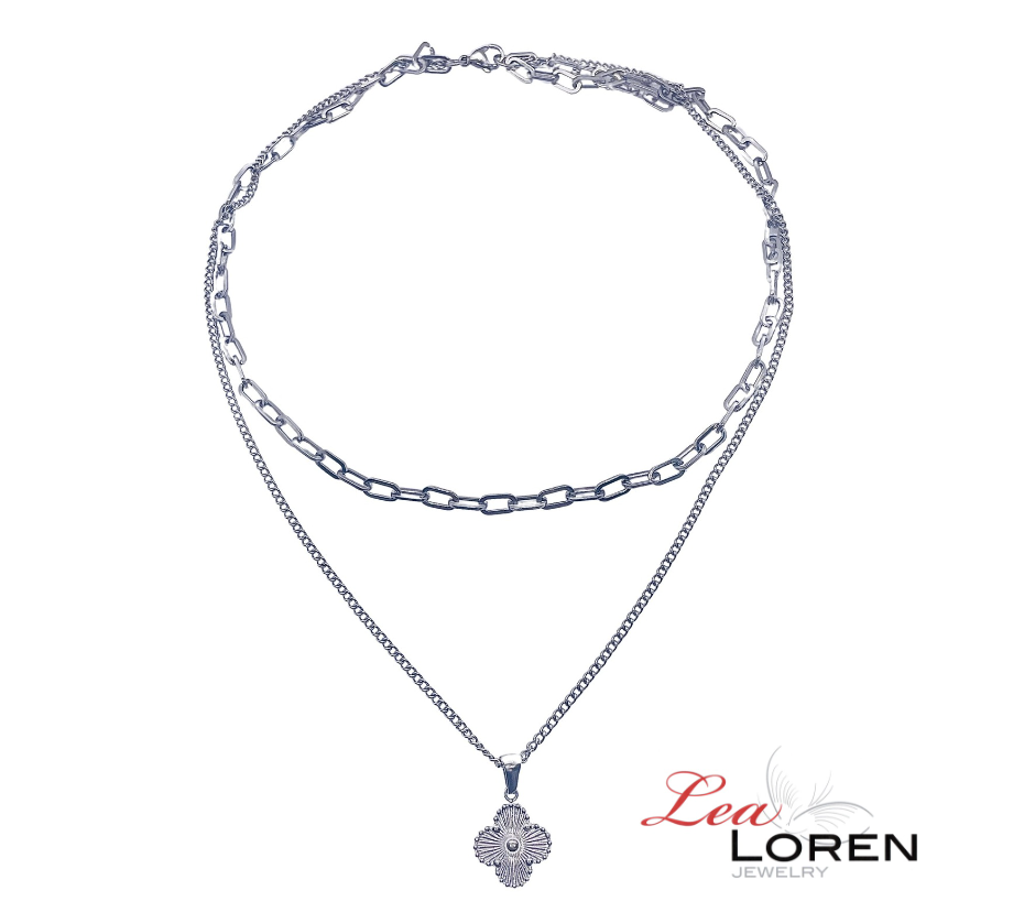 Collier Mistral - 2 Ketten Collier Silber